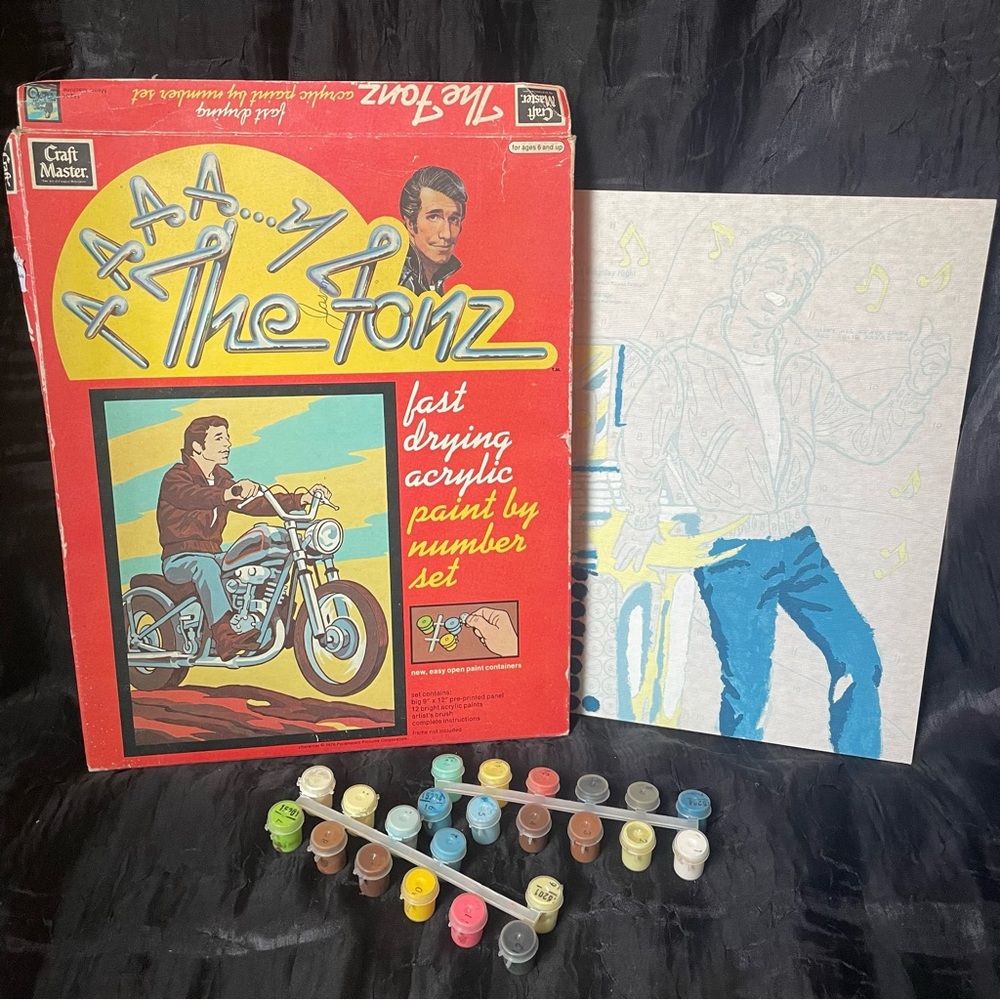 Vintage Fonz Happy Days Paint by Number craft kit 70s television Fonzie